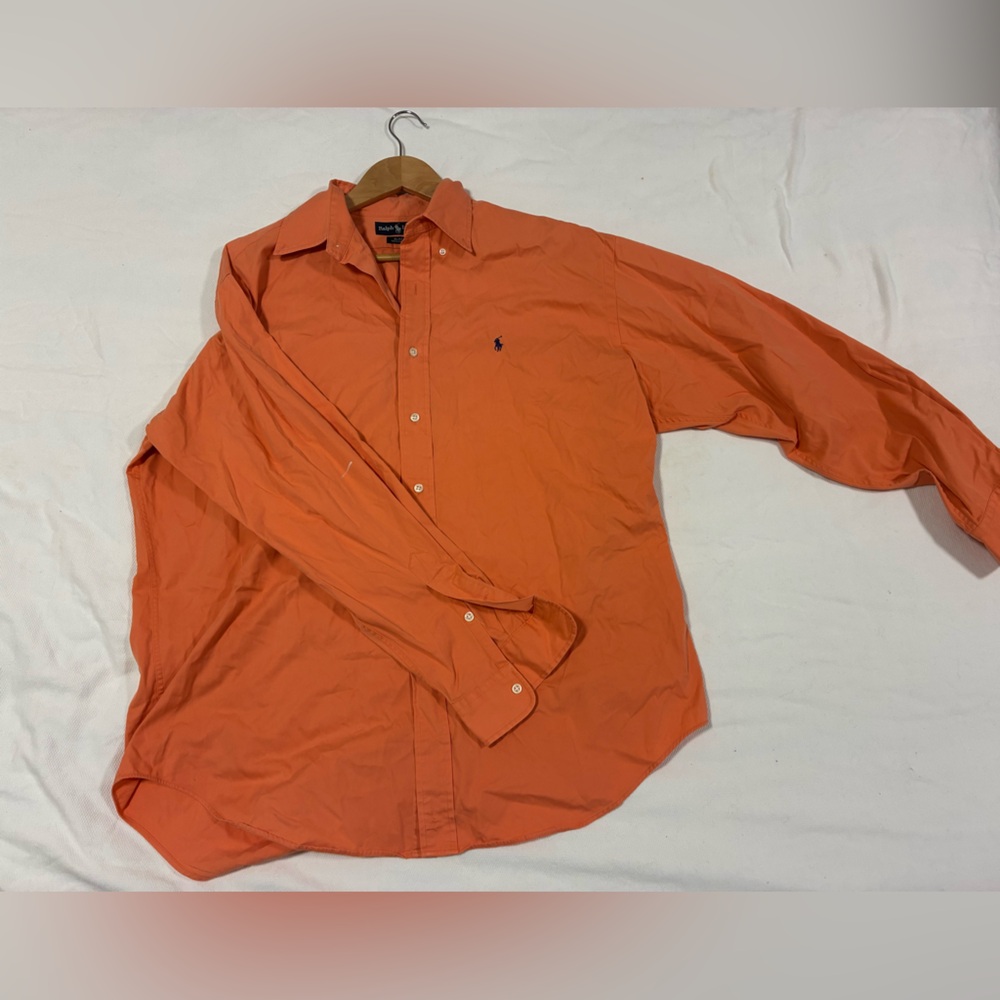 Vintage RL Polo Blake Long Sleeve Shirt Cotton‎ Large Orange Preppy